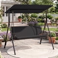 thumbnail image 2 of Gymax 3-Seat Outdoor Patio Swing Chair w/  ArmrestsAdjustable Tilt Canopy & Stand Black, 2 of 10