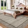 thumbnail image 3 of Garvee Scalloped Area Rugs Modern Bordered Rug, 9x12 Washable Rugs Non-Slip Non-Shedding Rugs Low Pile Indoor Carpet for Living Room Bedroom Office, Brown, 3 of 9