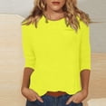 thumbnail image 2 of DENGDENG Rouge T-Shirts à Manches 3/4 pour Femmes Col Rond au Coude T-Shirts Basiques Mode 2025 Blouse d'Été Décontractée Tendance Tuniques Trois Quarts Vêtements de Printemps avec Poche Jaune TG, 2 of 9