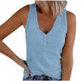 thumbnail image 1 of AherBiu Ribbed Tank Tops for Women 2024 Summer Knitted Slim Fitted Camis Stretchy Comfy Button V Neck Tops, 1 of 5