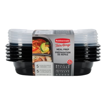 Contenants divisés pour la préparation des repas Rubbermaid TakeAlongs à emporter, 887 ml (3,7 tasses), paquet de 5
