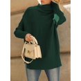 thumbnail image 4 of Women'S Oversized Loose Sweater Autumn Batwing Sleeve Ribbed Tunic Sweater Dark Green L, 4 of 9