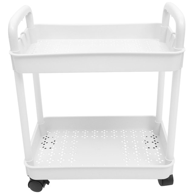 Rolling Cart Storage Trolley On Wheels 2-Tier Cart On Wheels for Kitchen Bathroom Laundry Room