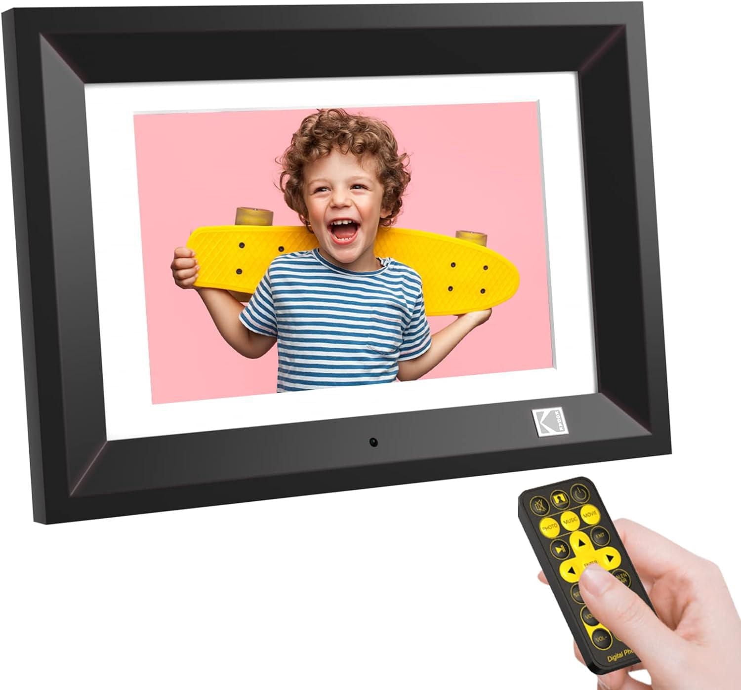 KODAK RDPF-1020V Cadre photo numérique 10,1 pouces IPS, 800 x 1280, cadre en bois 8 Go, noir