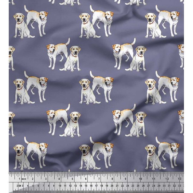 Soimoi Tissu Poly Georgette Labrador Chien Imprimé Tissu 1 Yard 42 Pouces de Large