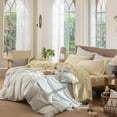 thumbnail image 3 of Bedding Sheet Set Washed Cotton Linen Like Textu Breathable Durable Soft Comfy (Dark Orange Queen), 3 of 6
