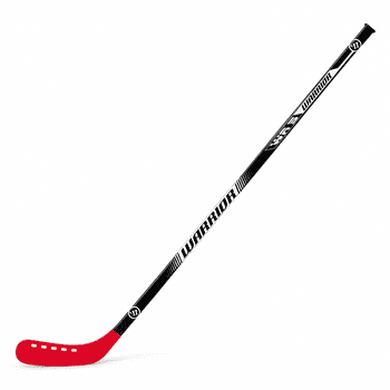 Bâton de hockey-balle en plastique Warrior – Manche noir et lame rouge – Parfait pour jouer à l’intérieur comme à l’extérieur