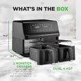 thumbnail image 5 of NutriChef Double Basket Air Fryer, 9 Cooking Options/Presets, Precise Temp Control, Oil-Free Cooking with Transparent Window, Dual 4.4QT Baskets for Versatile Meals, Sleek Black Design, 5 of 5