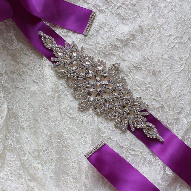Langgg Rubans de Mariage Robe de Ceinture de Mariée Prom Ceintures Cristal Soirée Partie Strass à la Main Ceinture