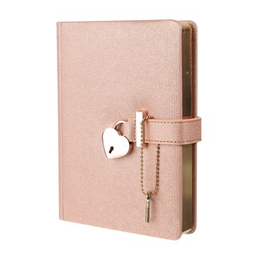Unique Bargains Carnet B6 avec Serrure et Clé, 1 Pcs Journal avec Serrure Mignon Carnet en Cuir Journal Journal Serrure Cœur, Or