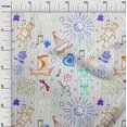 thumbnail image 3 of oneOone Polyester Spandex Medium Blue Fabric Kids Craft Projects Decor Fabric Printed By The Yard 56 Inch Wide, 3 of 4