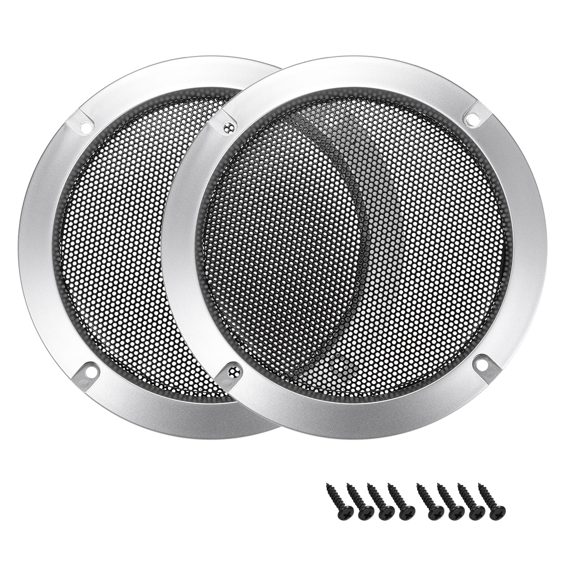 Unique Bargains 2pcs 5' Speaker Grill Mesh Decorative Circle Woofer Guard Protective Cover Audio Accessories Silver