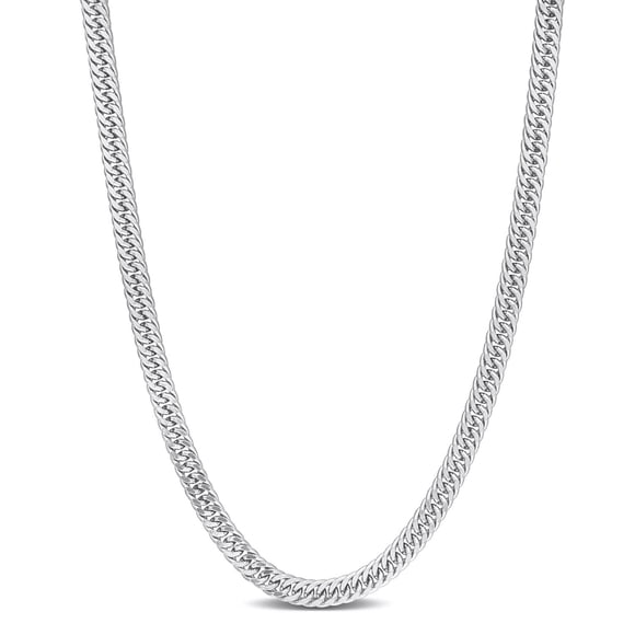 Miabella Sterling Silver Double Fancy Curb Link Necklace
