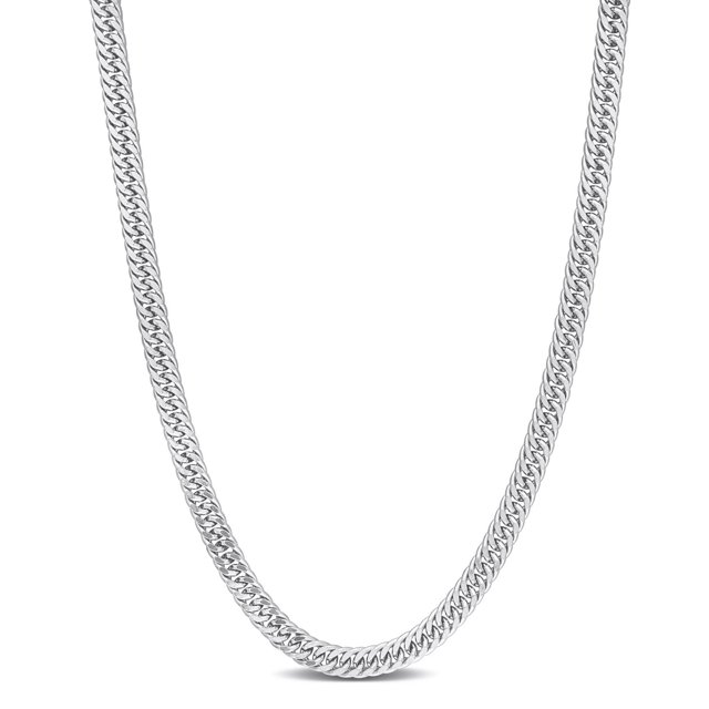 Miabella Sterling Silver Double Fancy Curb Link Necklace