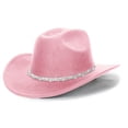 thumbnail image 3 of Men's And Women's Woolen Hats Western Cowboy Top Hat Three Of Rhinestones, 3 of 4