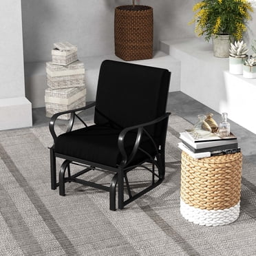Costway Patio Rocking Chair with Cushion Heavy-Duty Metal Frame Smooth Glider Outdoor Black