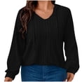 thumbnail image 1 of AherBiu Plus Size Tops for Women Ribbed Long Sleeve Hooded Pullover Spring Casual Loose Going out Tops, 1 of 7