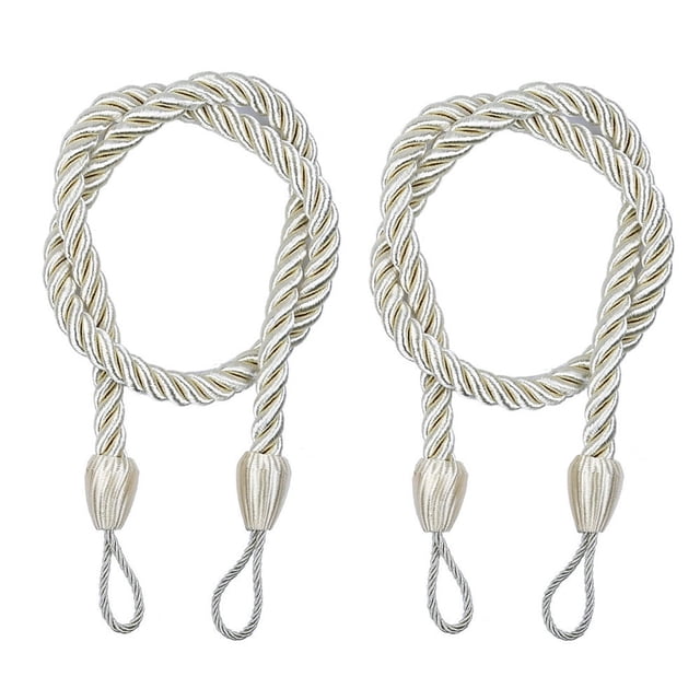 2PCS Curtain Rope Tiebacks, 27 Inch Polyester Cord Buckle Tie Backs for Window Curtains, Nautical Decor, Light or Heavy-Duty Curtain Holdbacks