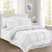 Mocassi Comforter Set, 8-Piece Bamboo Down Alternative, Soft & Plush Bedding Set Perfect for Any Bed Room, Full/Queen Size, White