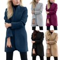 thumbnail image 4 of Women's Long Coat Solid Open Front Cardigan Jacket with Short Sleeve Design, 4 of 5