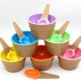 thumbnail image 1 of Kids Child Cute Cartoon Cone Ice Cream Bowl Spoon Set Plastic Dessert Tableware, 1 of 7
