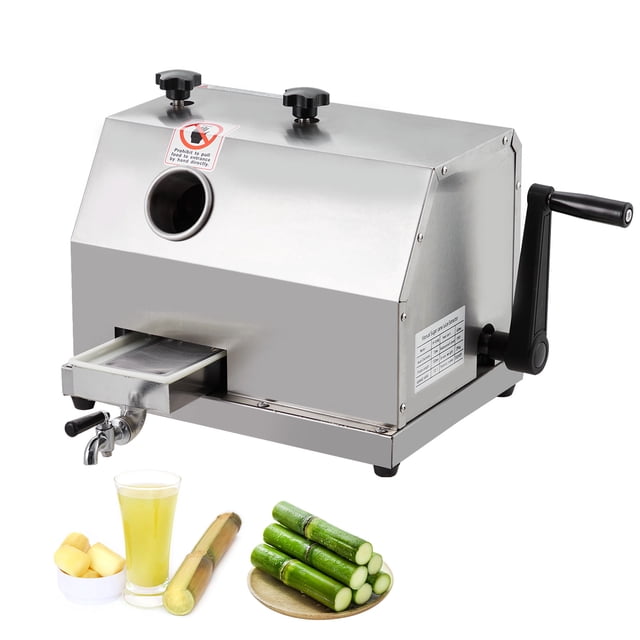 BeesClover Extracteur de Jus de Canne à Sucre en Acier Inoxydable de Qualité Commerciale, Presse Manuelle à 3 Rouleaux, Entrée Extra Grand de 2,4 Pouces, Capacité Robuste de 110 Lb par Heure