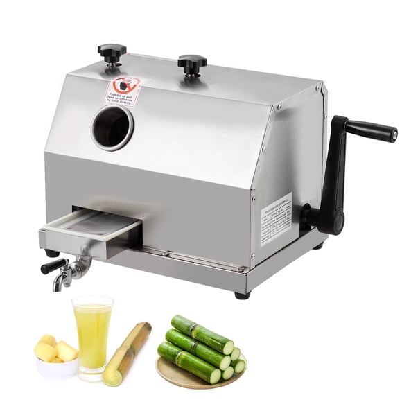 EDTara Extracteur de Jus de Canne à Sucre Commercial Robuste, Presse Manuelle à 3 Rouleaux en Acier Inoxydable, Entrée de 2,4 Pouces de Large, Débit de 110 Lb/heure