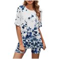 thumbnail image 2 of Ensembles d'Entraînement Femmes Mode Blouse à Col Rond T-Shirts à Manches Courtes Shorts Ensembles de Tenue Décontractée Femmes Ensembles Deux Pièces en Liquidation, 2 of 5