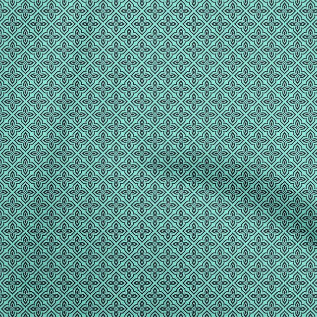 oneOone Rayon Aqua Blue Fabric Asian Block Fabric For Sewing Printed Craft Fabric By The Yard 56 Inch Wide