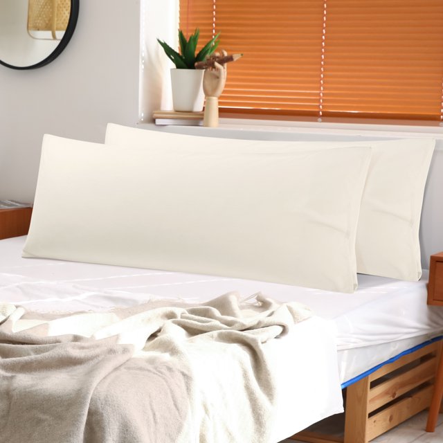 PiccoCasa 2 Pcs Body Pillowcases Microfiber Envelope Long Pillowcover, Queen Khaki
