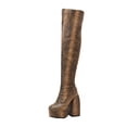 thumbnail image 2 of Cameland Patchwork Serpentine Platform Ultra High Heel Winter Ladies Over The Knee Boots, 2 of 5