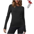 thumbnail image 1 of Yuyuzo Chandails à Manches Longues pour Femmes, Couche de Base Thermique Légère, T-Shirts à Col Rond, Hauts Chauds et Confortables avec Chaussettes, 1 of 7