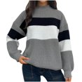 thumbnail image 1 of Timegard Chandails pour Femmes Grande Taille Manches Longues Hauts Col Ras du Cou Chandail à Blocs de Couleur Vêtements d'Automne Hiver, 1 of 5