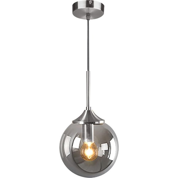 KCO Lighting Smoke Grey Globe Pendant Lighting Brush Nickel Pendant Lights Kitchen Island Single Hanging Light Fixture