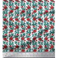 thumbnail image 1 of Soimoi Polyester Crepe Fabric Leaves & Floral Block Print Fabric by The Yard 42 Inch Wide, 1 of 4