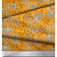 thumbnail image 2 of Soimoi Georgette Viscose Fabric Leaves & Floral Block Decor Fabric Printed Yard 42 Inch Wide, 2 of 3
