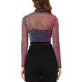 thumbnail image 3 of INSPIRE CHIC Veste Courte à Col Montant Scintillante Transparente pour Femme Halloween Noël TP Bleu, 3 of 7