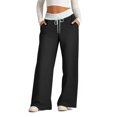 thumbnail image 1 of Pants for Women, Womens Fashionable Striped Printed Drawstring Wide Leg Pants, 1 of 4