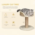 thumbnail image 3 of PawHut Small Cat Tree with Scratching Post, Perch, Toy Ball, Beige, 3 of 9