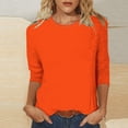 thumbnail image 1 of Mefallenssiah Blouses pour Femmes 2024 Mode et Décontracté Couleur Unie Col Rond Manches Trois-Quarts T-Shirt Haut, 1 of 5