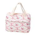 thumbnail image 1 of Riforla Cute Lunch Box for Women Quilted Lunch Tote Bag Floral Women Lunch Tote with Front Pocket Lunch Box Container Cooler Bag for Work Lunch Bag Pink 27X19X1.5cm, 1 of 3