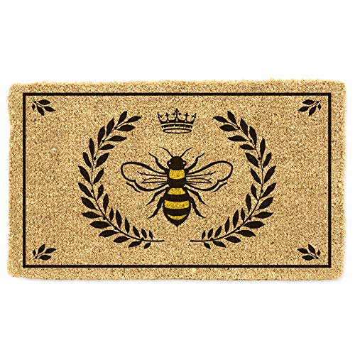 Abbott Coir Fibre Doormat, Bee in Crest, Natural Material