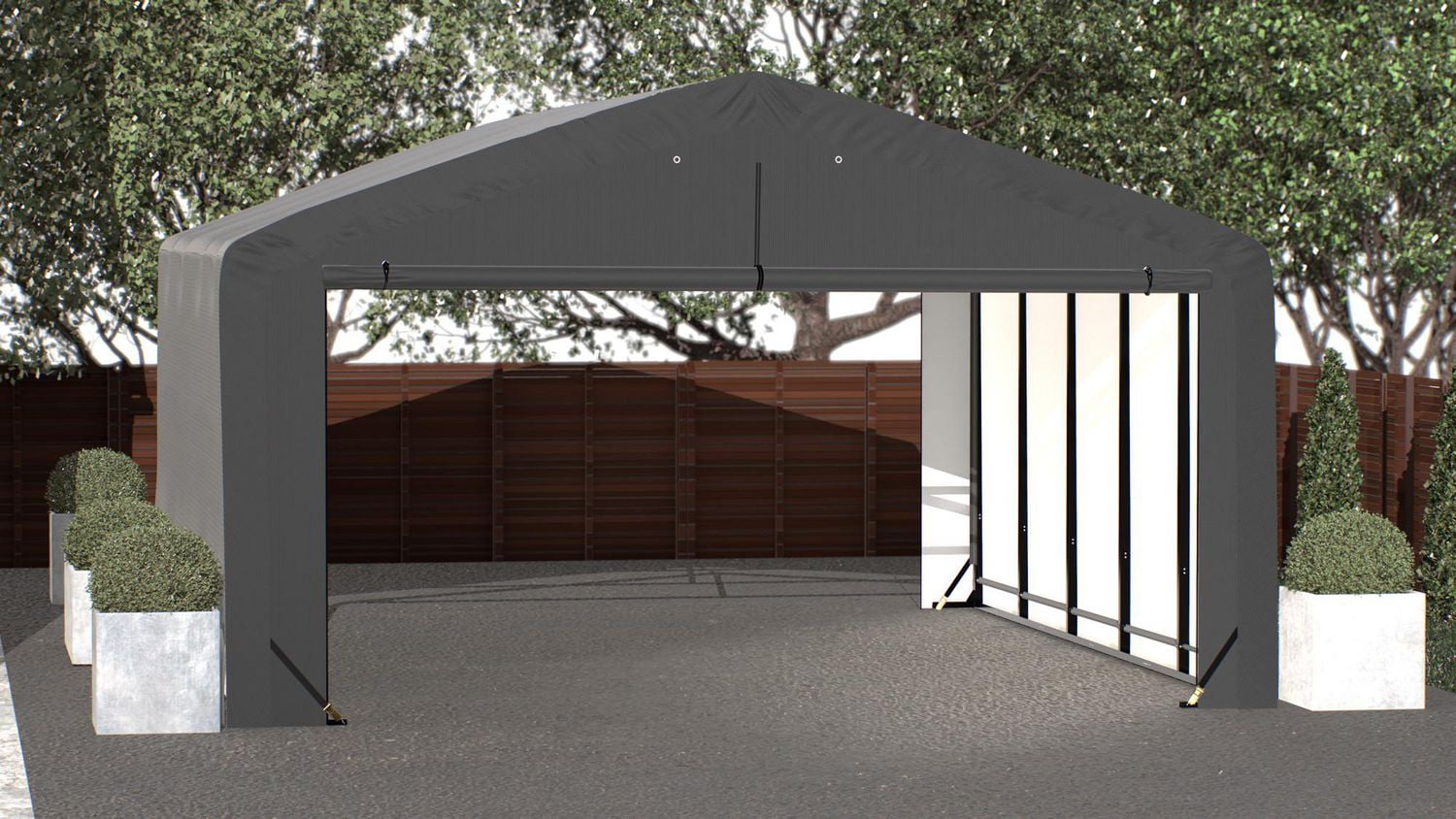 ShelterTube Wind and Snow-Load Rated Garage, 20x23x12 Gray