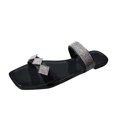 thumbnail image 1 of BADHUD Women's Flat Sandals Flat Slide Sandals with Rhinestone Open Toe Slide Sandals Comfort Casual Walking Sandals, 1 of 5