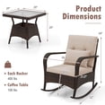 thumbnail image 2 of Costway 3 PCS Rocking Bistro Set with Removable Cushions & Tempered Glass Top Coffee Table Brown, 2 of 10
