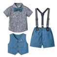 thumbnail image 1 of B91xZ Ensemble 2 Pcs pour Garçons Chemise à Manches Courtes Imprimée et Shorts 2 Pcs, Marine 4-5 Ans, 1 of 5