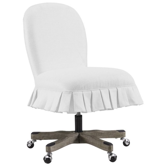 Linon Penny Wood Upholstered Office Chair in White