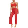 thumbnail image 1 of FOCUSNORM Women Hollow Out Pants Solid Color Elastic High Waist Trousers, 1 of 7