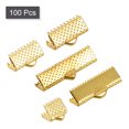 thumbnail image 3 of Unique Bargains 100Pack Ribbon Crimp Clamp Ends, 8/10/13/20/25mm Bookmark Pinch Clasps Golden, 3 of 7