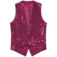 thumbnail image 3 of Doomiva Men Shiny Sequins Vest Button Sleeveless Slim Fit Waistcoat Club Prom Party Performance Dance Jacket Hot Pink 3XL, 3 of 7